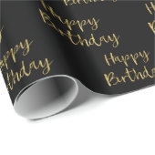 金ゴールドおよび黒いハッピーバースデー ラッピングペーパー (ロールコーナー)