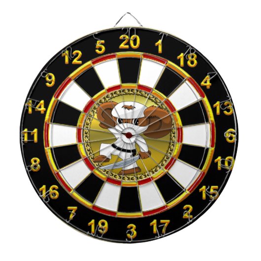 金ゴールドおよび黒いホイルCheburashkaは剣によって耐えます ダーツボード (正面)