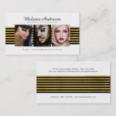 金ゴールドおよび黒いメーキャップアーティストの名刺 名刺 (正面/裏面)