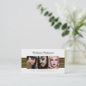 金ゴールドおよび黒いメーキャップアーティストの名刺 名刺 (スタンド正面)