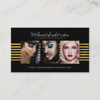 金ゴールドおよび黒いメーキャップアーティストの名刺 名刺