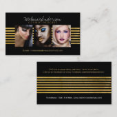 金ゴールドおよび黒いメーキャップアーティストの名刺 名刺 (正面/裏面)