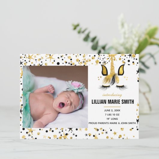 金ゴールドおよび黒いユニコーンの誕生の発表 案内状 (スタンド正面)