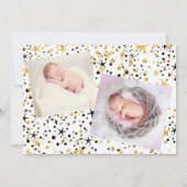 金ゴールドおよび黒いユニコーンの誕生の発表 案内状 (裏面)