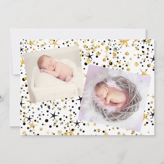 金ゴールドおよび黒いユニコーンの誕生の発表 案内状 (裏面)