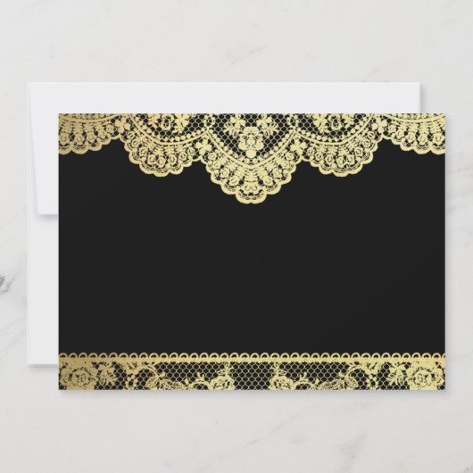金ゴールドおよび黒いレースは日付の招待状を救います セーブザデート (裏面)
