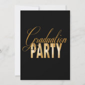 金ゴールドおよび黒い卒業のパーティの招待状 招待状 (裏面)