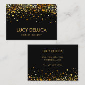 金ゴールドおよび黒い擬似ホイルのグリッターの名刺 名刺 (正面/裏面)