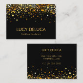 金ゴールドおよび黒い擬似ホイルのグリッターの名刺 名刺 (正面/裏面)