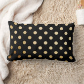 金ゴールドおよび黒い水玉模様の枕 ランバークッション (ブランケット)