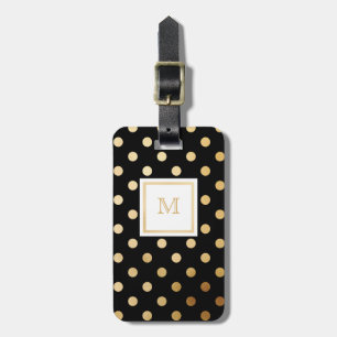 金ゴールドおよび黒い水玉模様の荷物のラベル ラゲッジタグ