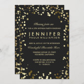 金ゴールドおよび黒い紙吹雪のヴィンテージの誕生会 招待状 (正面/裏面)