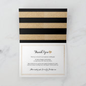 金ゴールドおよび黒い結婚式のサンキューカード サンキューカード (内部)
