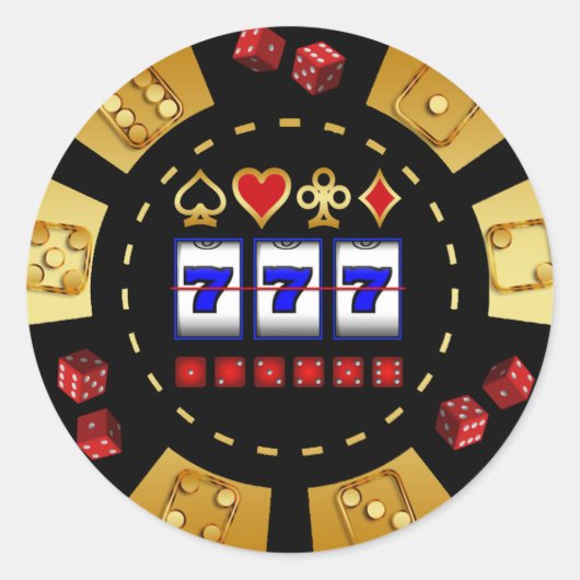 金ゴールドおよび黒い賭博のポーカー用のチップ ラウンドシール (正面)