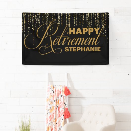 金ゴールドおよび黒い退職パーティー 横断幕 (インサイチュ)