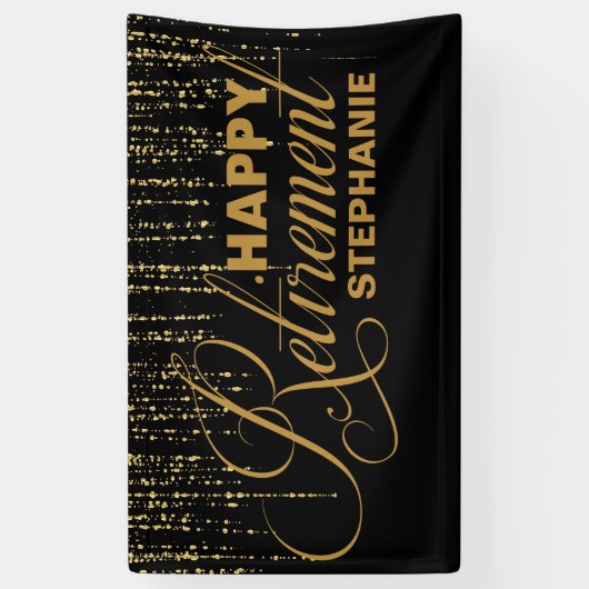 金ゴールドおよび黒い退職パーティー 横断幕 (縦)