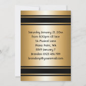 金ゴールドおよび黒い音楽ノートの招待状 招待状 (裏面)