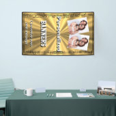 金ゴールドおよび黒い音楽ノートの環境の写真テンプレート 横断幕 (トレードショー)