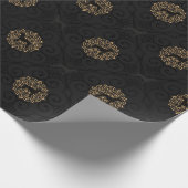 金ゴールドおよび黒いWEIMARANERのクリスマスの包装紙 ラッピングペーパー (角)