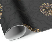 金ゴールドおよび黒いWEIMARANERのクリスマスの包装紙 ラッピングペーパー (ロールコーナー)