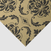 金ゴールドおよび黒くクラシックなダマスク織 薄葉紙 (詳細)
