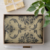 金ゴールドおよび黒くクラシックなダマスク織 薄葉紙 (ギフト)