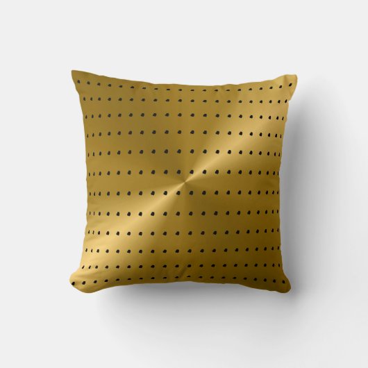 金ゴールドおよび黒くモダンな水玉模様パターン クッション (正面)