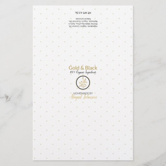 金ゴールドおよび黒せっけん包装ラッパー |リネン紙 (正面)