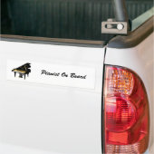 金ゴールドおよび黒のグランドピアノ音楽ノート バンパーステッカー (トラック上)