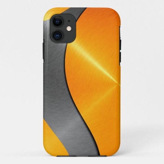 金ゴールドおよび黒のステンレス鋼の金属 Case-Mate iPhoneケース (裏面)