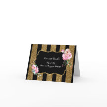 金ゴールドおよび黒のストライプの花の結婚式は感謝していしています