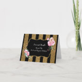 金ゴールドおよび黒のストライプの花の結婚式は感謝していしています サンキューカード (正面)