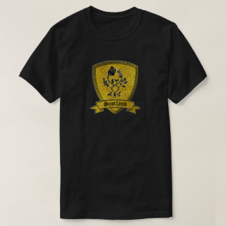 金ゴールドおよび黒のバラおよびアザミ Tシャツ