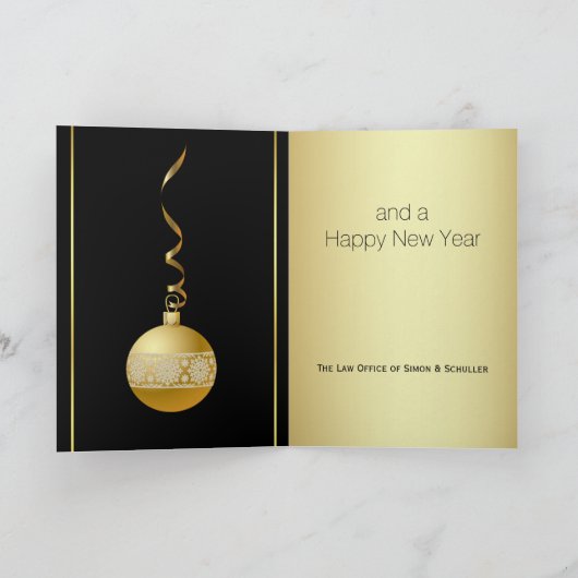 金ゴールドおよび黒の企業のなクリスマスの挨拶状 シーズンカード (内部)