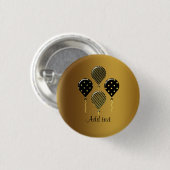 金ゴールドおよび黒フェスティバルバルーンテンプレート 缶バッジ (正面&裏面)