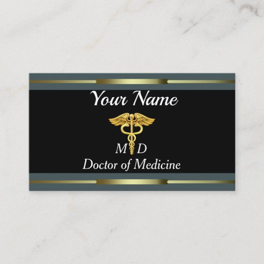 金ゴールドおよび黒専門の博士 名刺 (正面)
