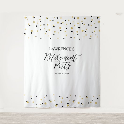 金ゴールドおよび黒紙吹雪除・売却パーティーの背景 タペストリー (正面)