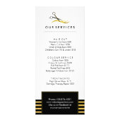 金ゴールドおよび黒髪のサロンの値段表の棚カード ラックカード (裏面)