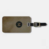 金ゴールドおよびStripedLuggageの黒いラベル ラゲッジタグ (正面横)