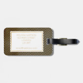 金ゴールドおよびStripedLuggageの黒いラベル ラゲッジタグ (裏面横)