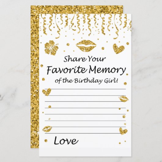 金ゴールドお気に入りのグリッター誕生日女の子 (正面/裏面)