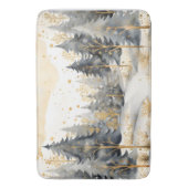 金ゴールドお洒落と森の灰色の冬 バスマット (正面縦)