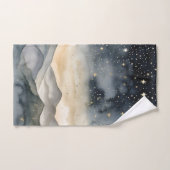 金ゴールドお洒落と海軍の山の星空の夜 バスタオルセット (ハンドタオル)