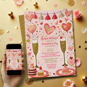 金ゴールドお洒落と赤ガレンティンの日パーティー 招待状