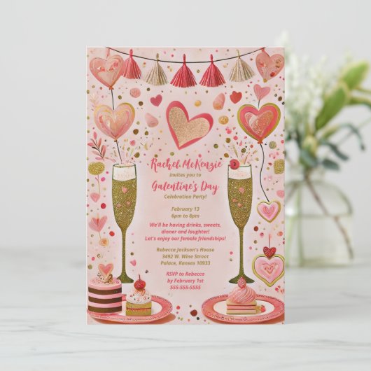 金ゴールドお洒落と赤ガレンティンの日パーティー 招待状 (スタンド正面)