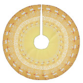 金ゴールドお洒落のクリスマスの鹿とレース ブラッシュドポリエステルツリースカート (正面)