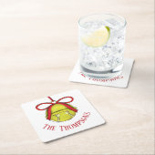 金ゴールドお洒落キュートホリデークリスマスカスタム スクエアペーパーコースター (インサイチュ)