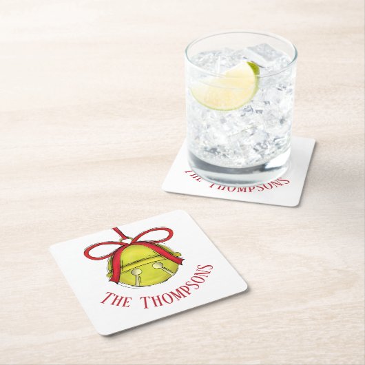 金ゴールドお洒落キュートホリデークリスマスカスタム スクエアペーパーコースター (インサイチュ)