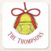 金ゴールドお洒落キュートホリデークリスマスカスタム スクエアペーパーコースター (正面)