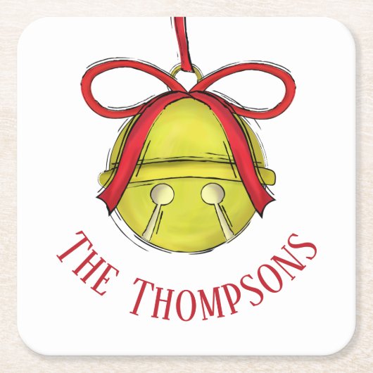 金ゴールドお洒落キュートホリデークリスマスカスタム スクエアペーパーコースター (正面)